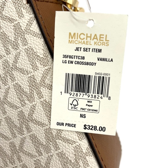 MICHAEL KORS JET SET LARGE EW CROSSBODY BAG IN VANILLA - Picture 12 of 12